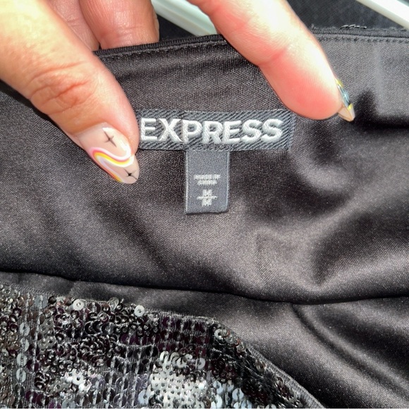 Express Black Sequin Mini Pencil Skirt - Picture 3 of 3